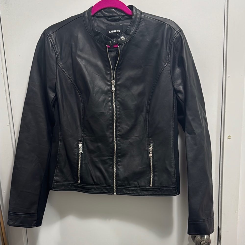 Express Black Faux Leather Motorcycle Jacket